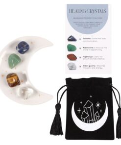 Success Healing Crystal Set with Moon Trinket Dish