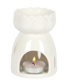 Alternative view of White Gloss Lotus Flower Oil Burner