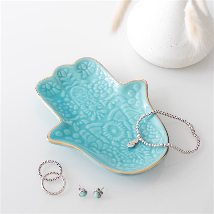 Turquoise Hamsa Hand Jewellery Dish - Image 2