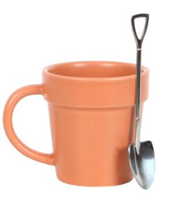 Plain Plant Pot Ceramic Mug and Shovel Spoon