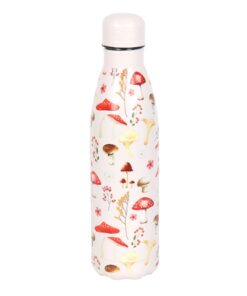 All Over Mushroom Print Metal Water Bottle