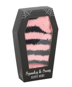 Alternative view of Pink and Black Striped Socks in Coffin Gift Box