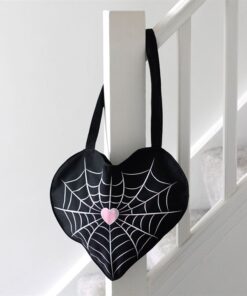 Spiderweb Heart Satin Tote Bag
