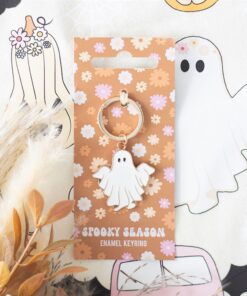 Spooky Season Groovy Ghost Keyring